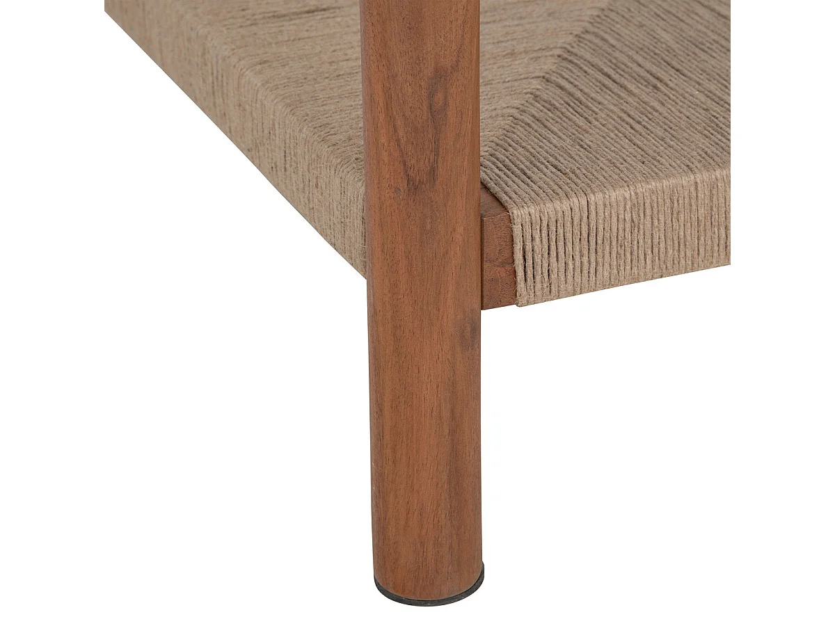 Table d'appoint en Bois, Jute et Verre trempé 50 x 50 cm