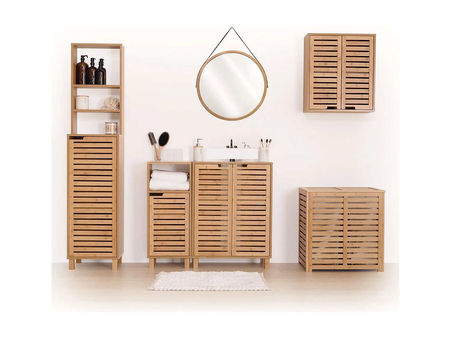 Meuble de rangement en Bambou 4 Tiroirs H 97.5 cm