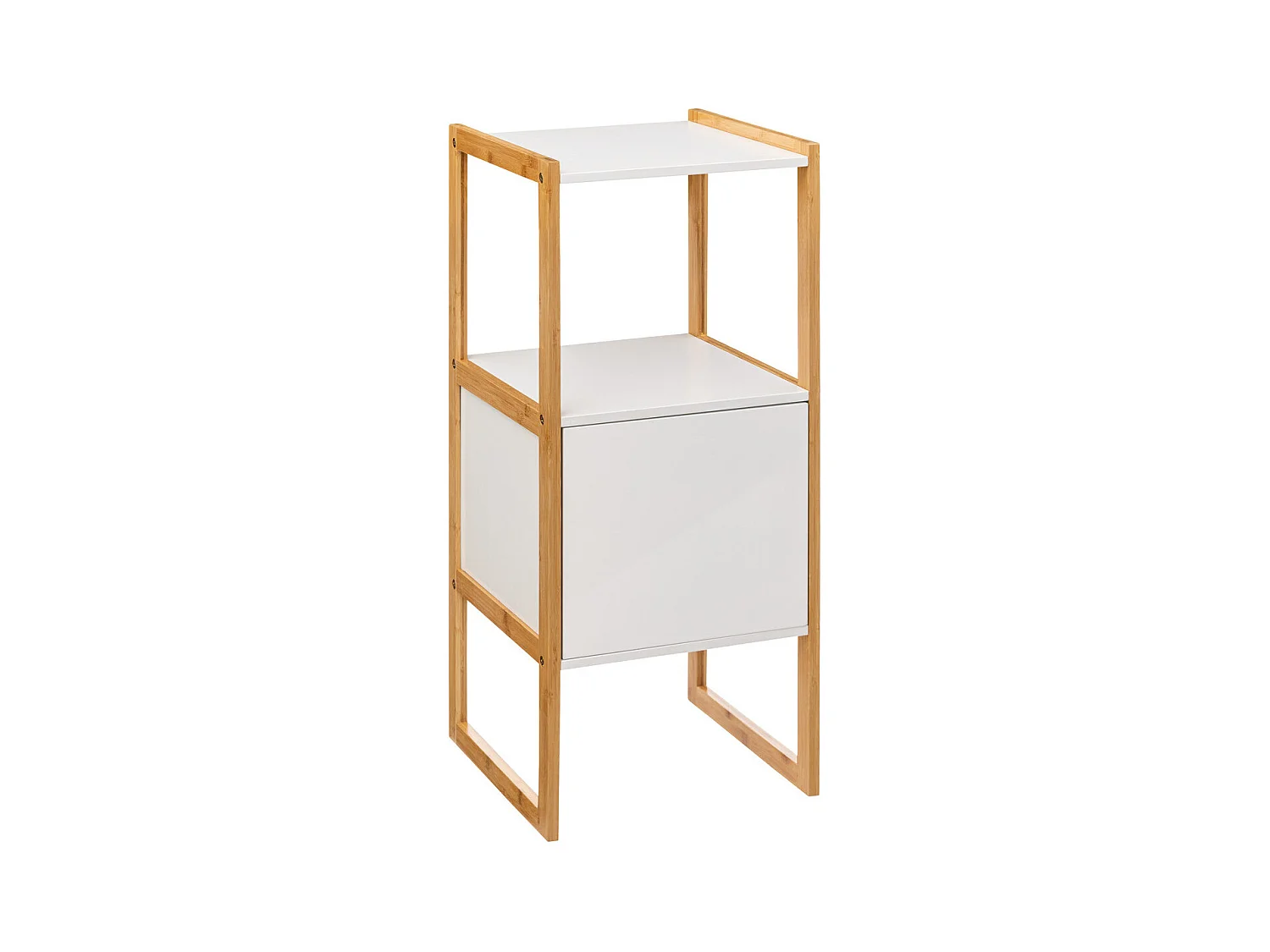 Meuble de rangement en Bambou et Bois Blanc 1 Porte H 80 cm