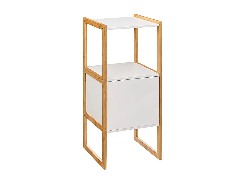 Meuble de rangement en Bambou et Bois Blanc 1 Porte H 80 cm