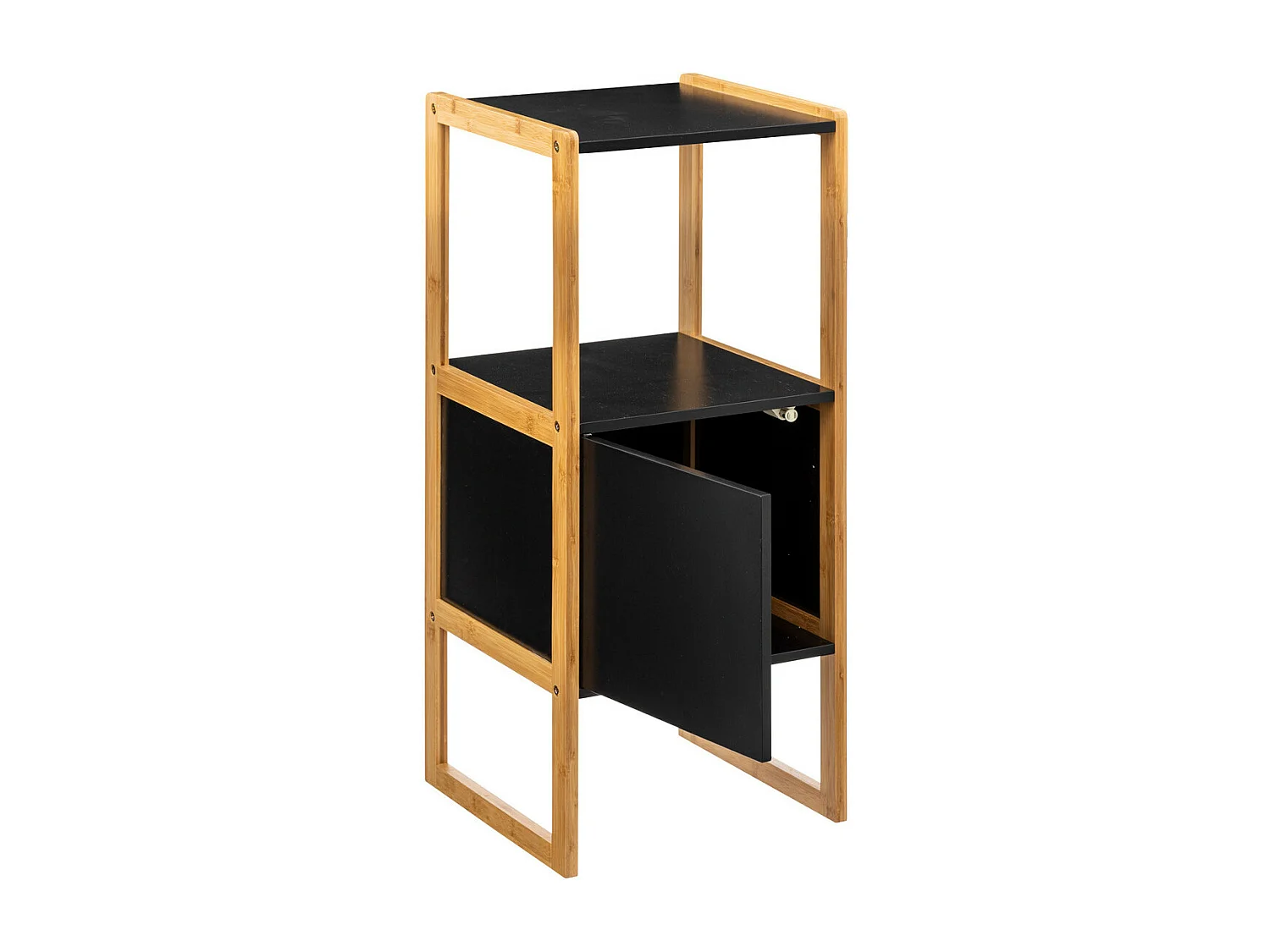 Meuble de rangement en Bambou et Bois Noir 1 Porte H 80 cm