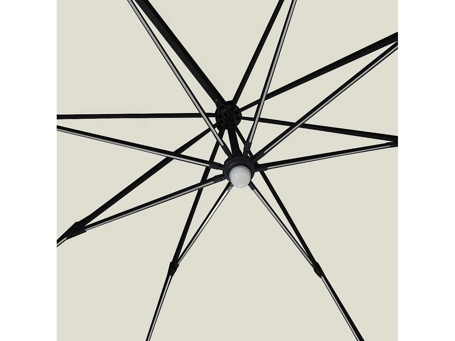 Parasol déporté LED 3x4m rectangle en aluminium + housse - rotatif 360° - Beige - ROME