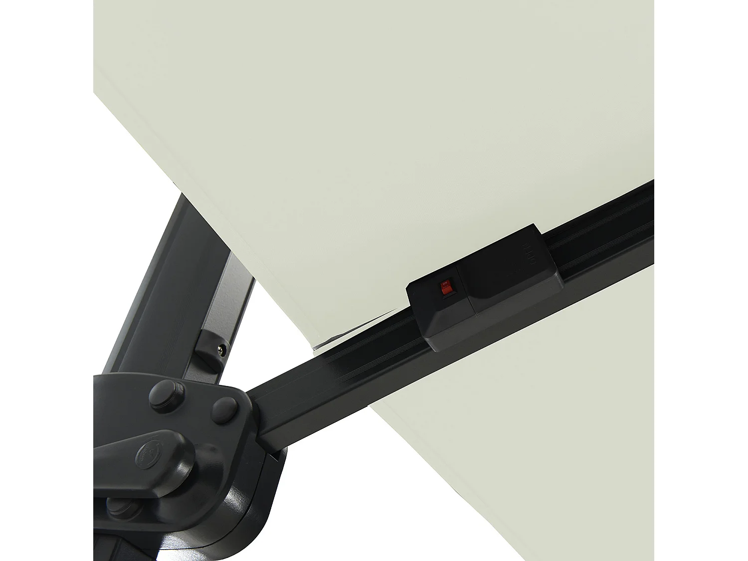 Parasol déporté LED 3x4m rectangle en aluminium + housse - rotatif 360° - Beige - ROME