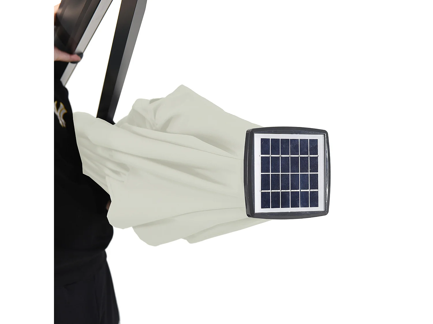 Parasol déporté LED 3x4m rectangle en aluminium + housse - rotatif 360° - Beige - ROME