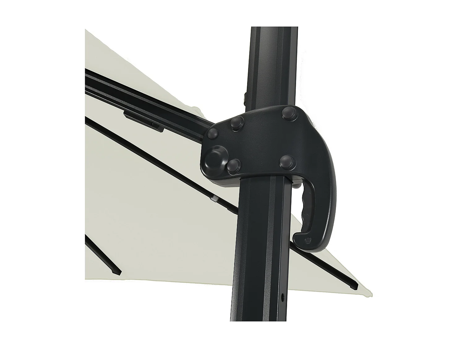 Parasol déporté LED 3x4m rectangle en aluminium + housse - rotatif 360° - Beige - ROME