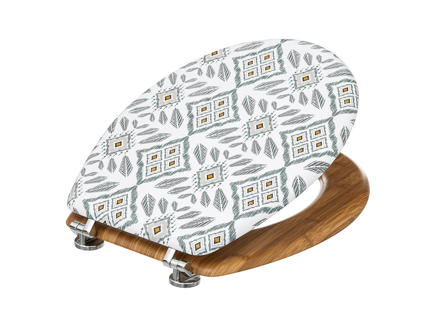 Abattant WC en Bois & Charnières en zinc déco Hapache Blanc et Gris