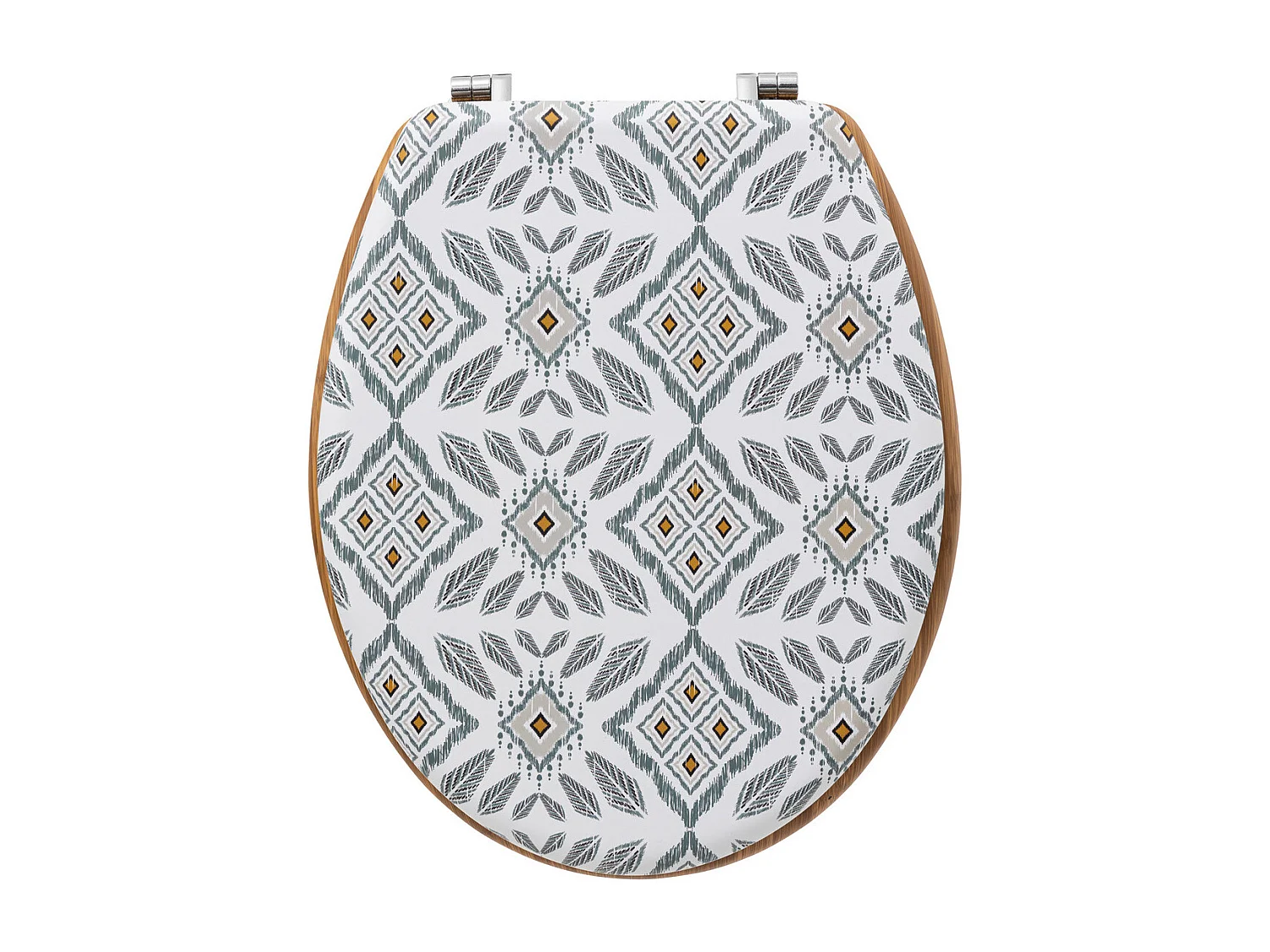 Abattant WC en Bois & Charnières en zinc déco Hapache Blanc et Gris