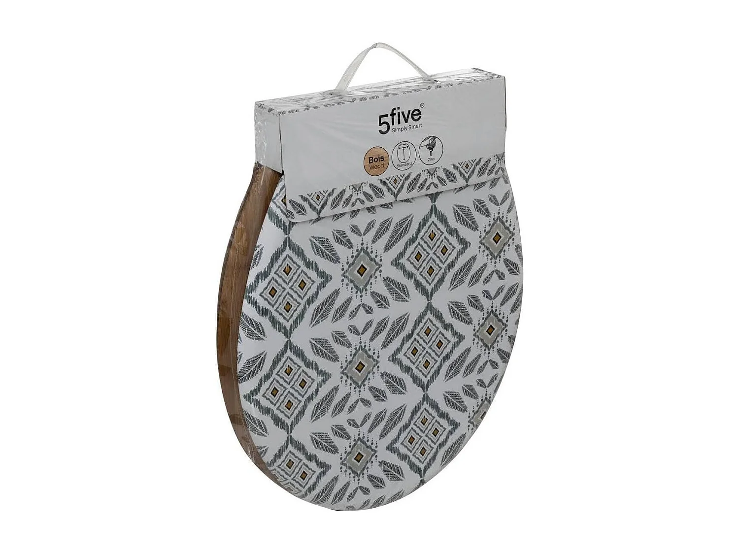 Abattant WC en Bois & Charnières en zinc déco Hapache Blanc et Gris