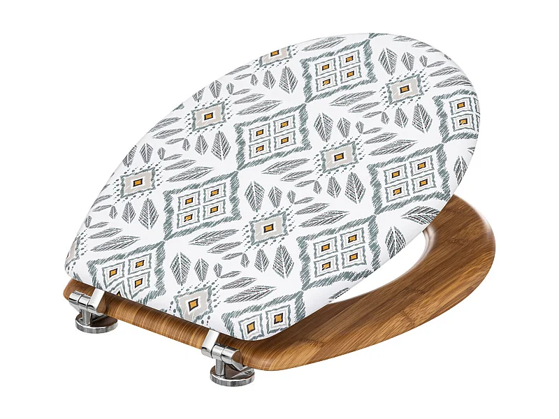 Abattant WC en Bois & Charnières en zinc déco Hapache Blanc et Gris