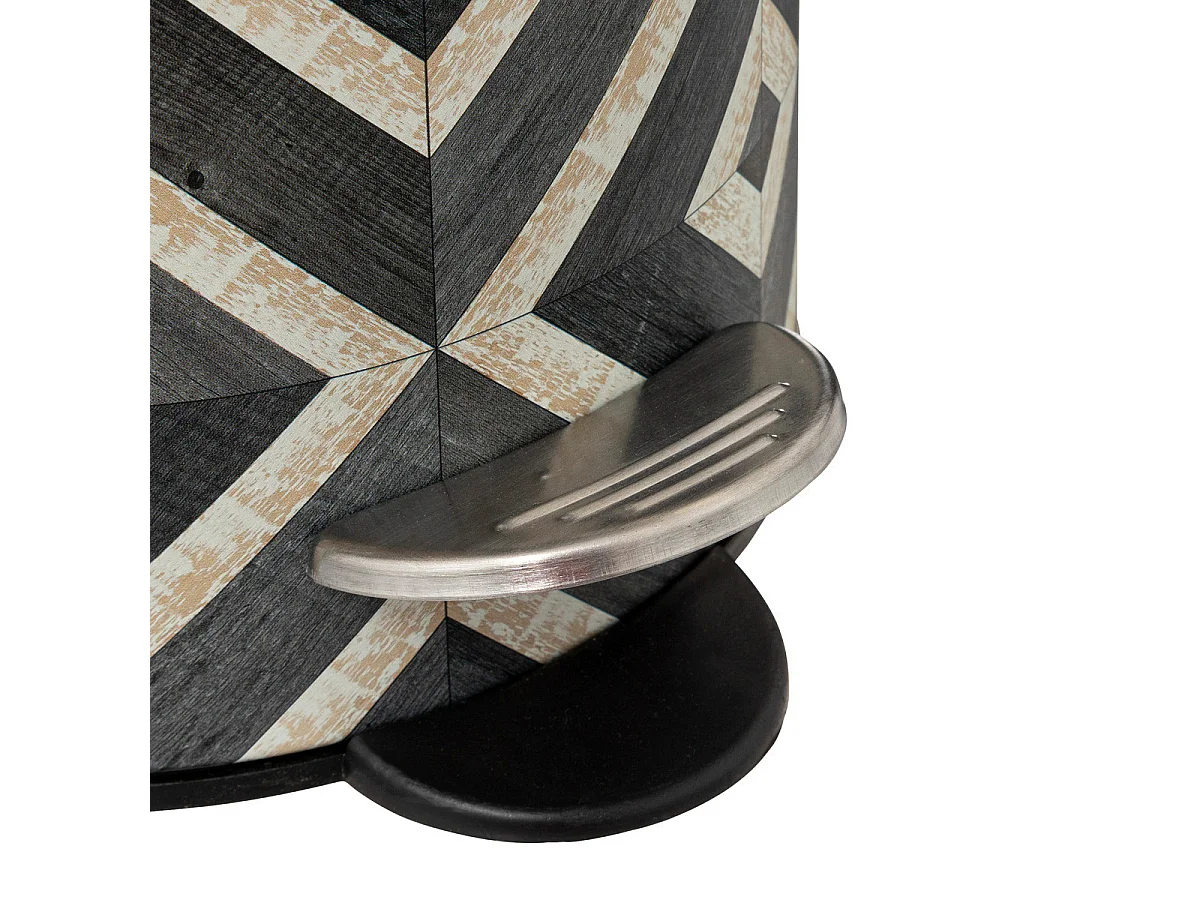 Poubelle en métal et bambou 3 L déco Canvas Noir et Beige