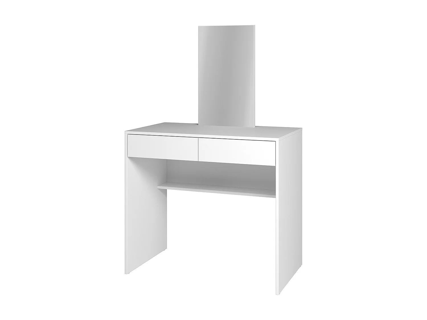 Coiffeuse, table de maquillage avec 2 tiroirs + miroir coloris blanc