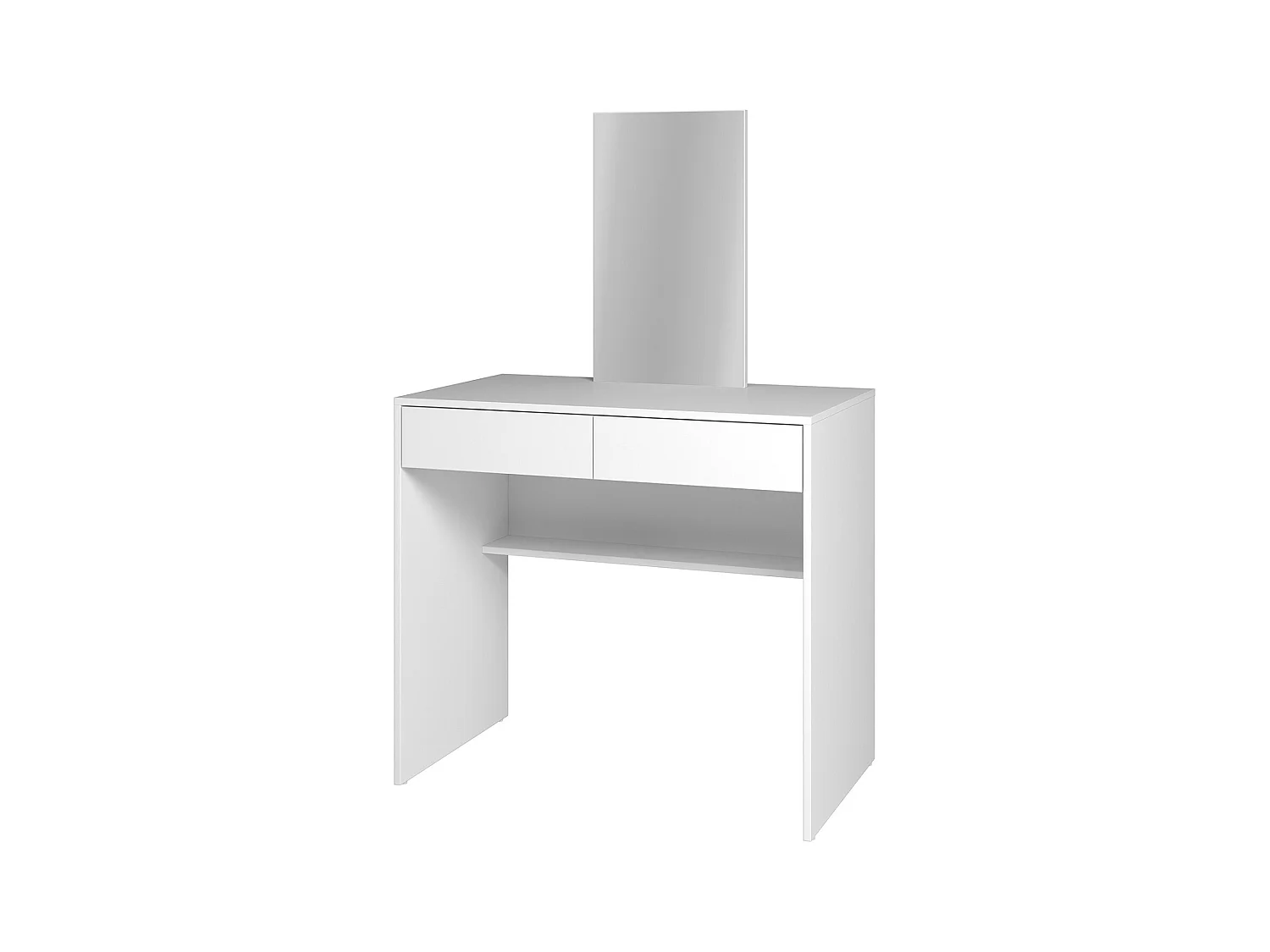 Coiffeuse, table de maquillage avec 2 tiroirs + miroir coloris blanc