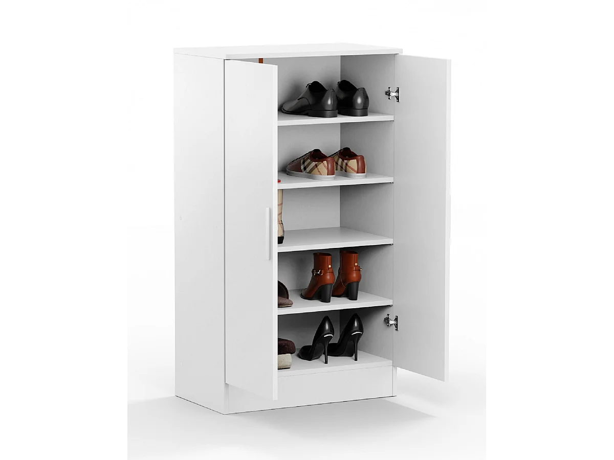 Armoire à chaussures, meuble à chaussures avec 2 portes coloris blanc