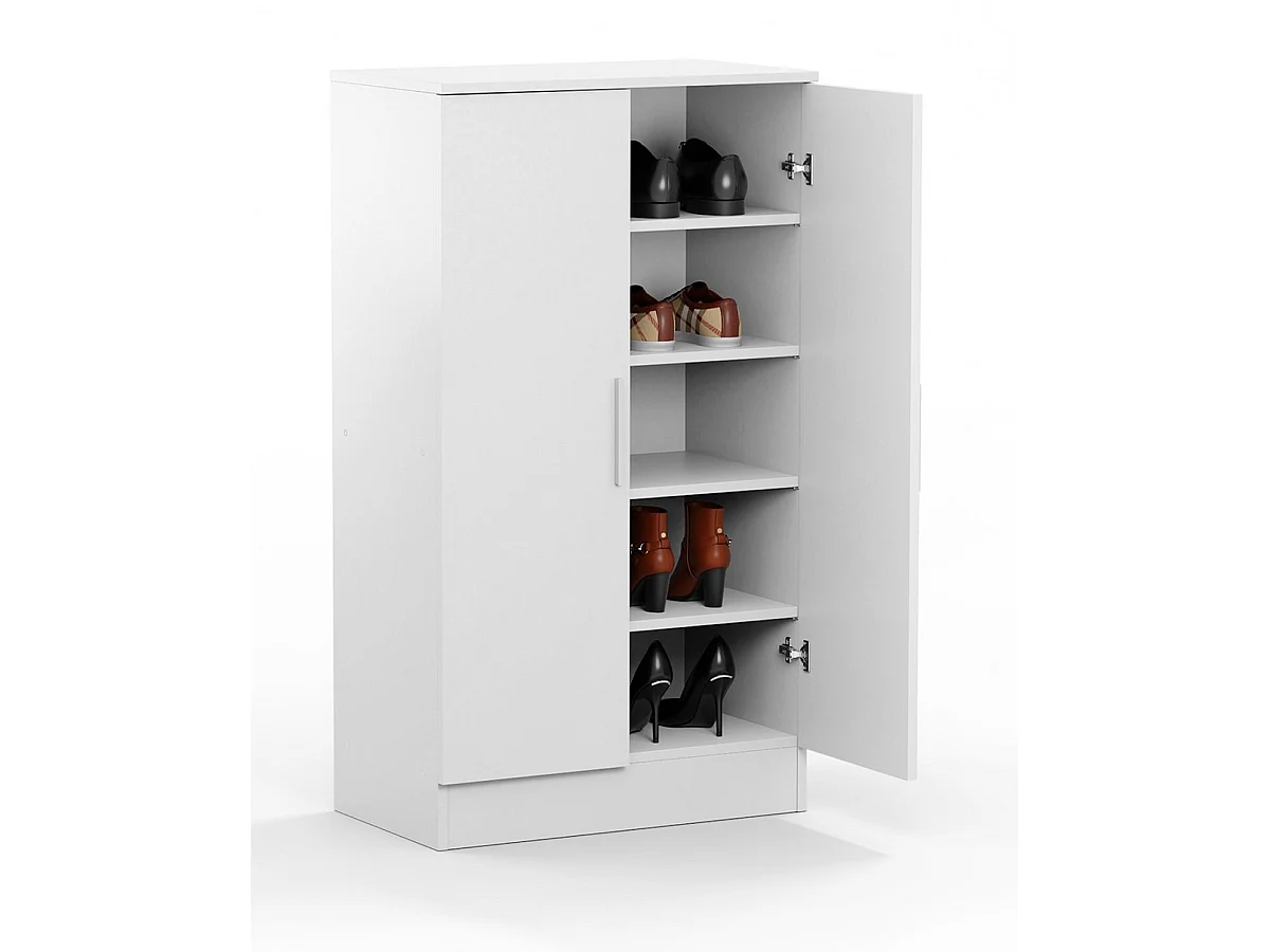 Armoire à chaussures, meuble à chaussures avec 2 portes coloris blanc