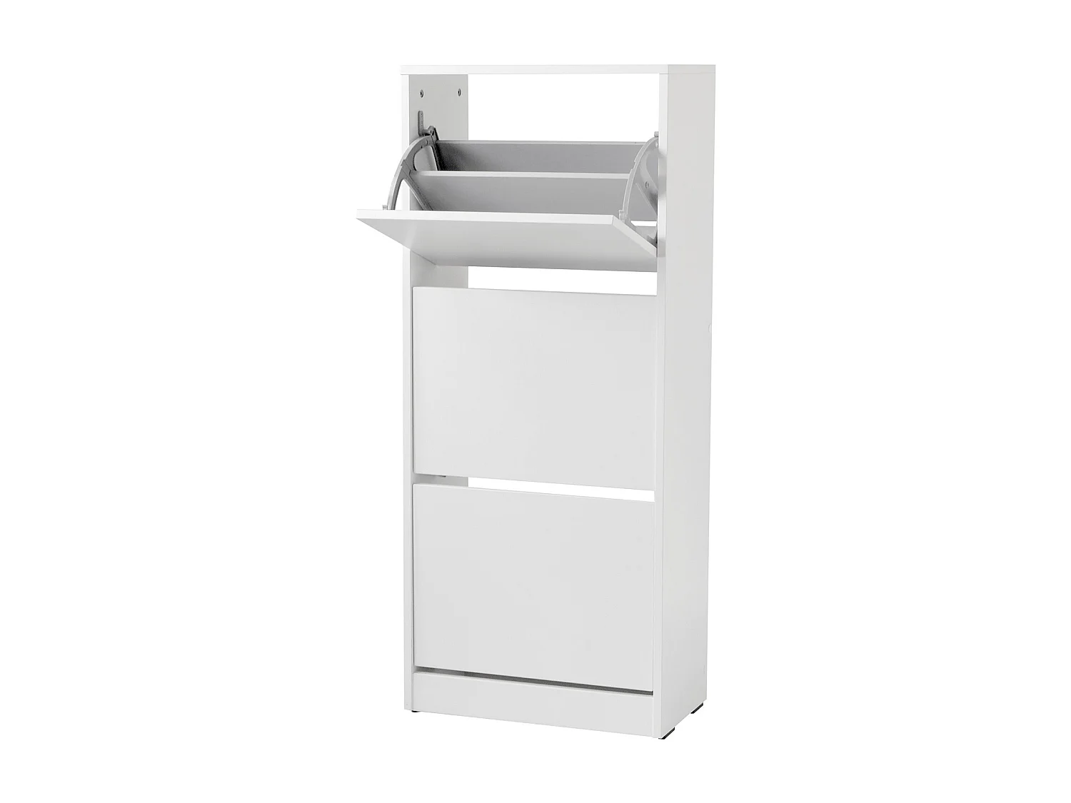 Armoire à chaussures, meuble à chaussures avec 3 portes abattantes coloris blanc