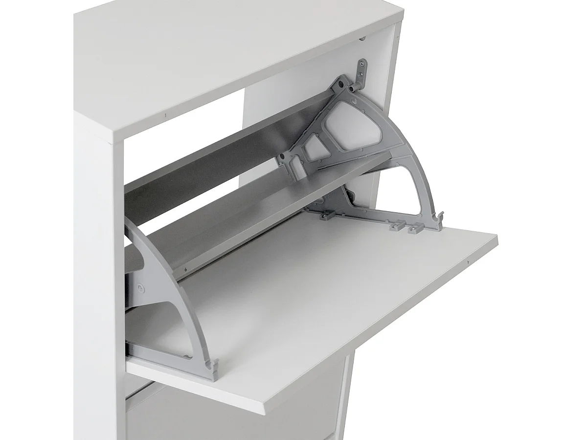 Armoire à chaussures, meuble à chaussures avec 3 portes abattantes coloris blanc