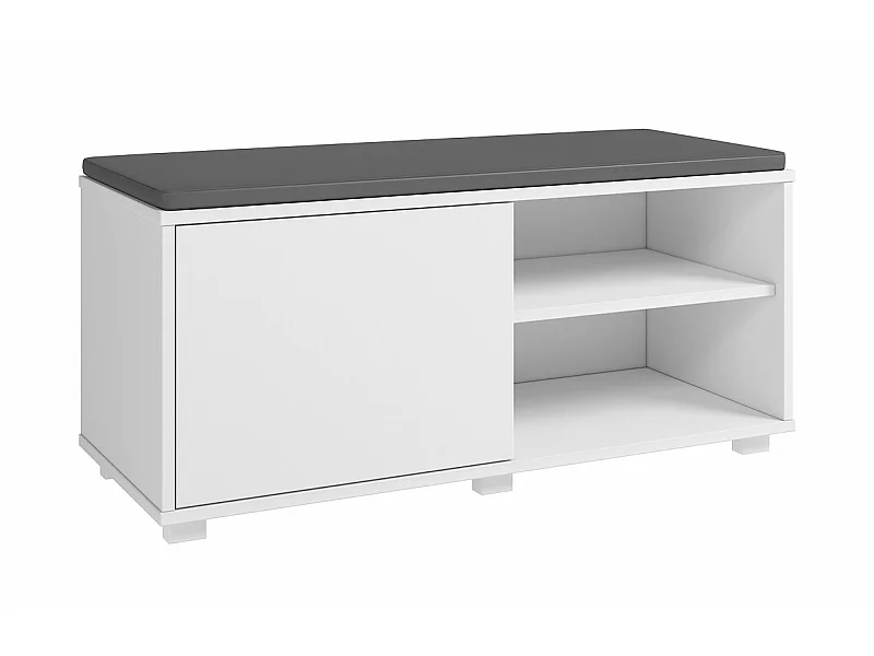 Etagère à chaussures, meuble à chaussures avec 1 porte coloris blanc - L. 90 x P. 35 x H. 43 cm