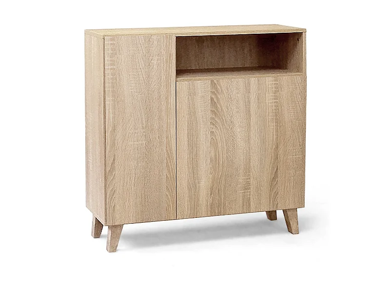 Armoire à chaussures, meuble à chaussures avec 2 portes coloris chêne cambrian