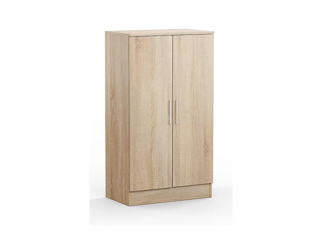 Armoire à chaussures, meuble à chaussures avec 2 portes coloris chêne cambrian
