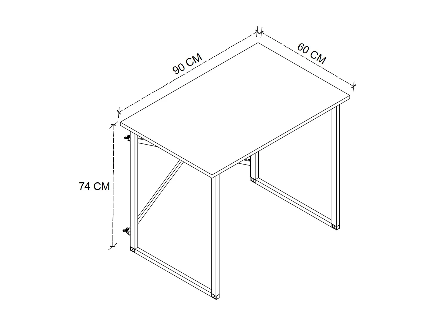 Table du bureau, meuble du bureau coloris chêne cambrian, noir - L. 90 x P. 60 x H. 75 cm