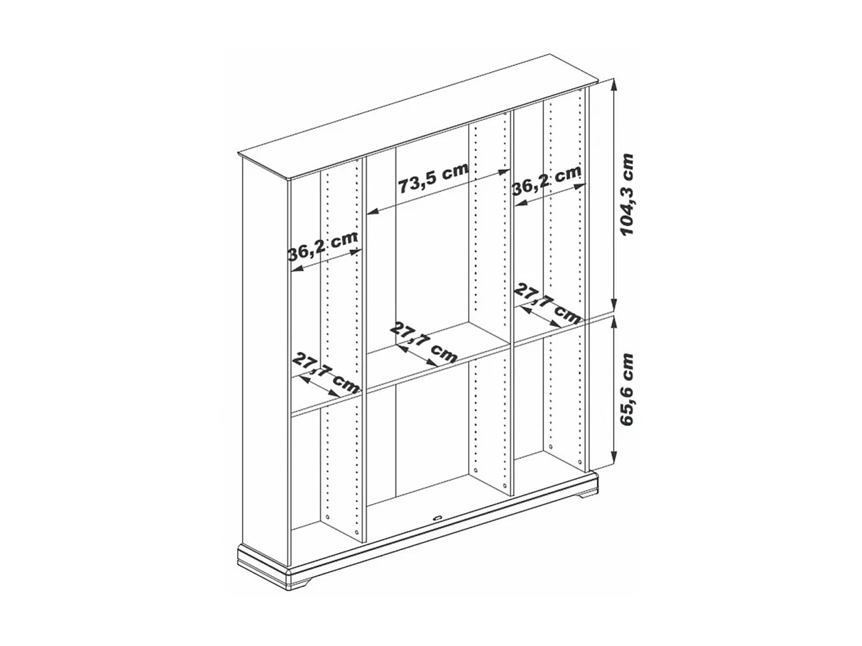 Bibliothèque 8 Portes Merisier 18 Niches 15 Etagères L 158.8 H 182.2 P 33 cm