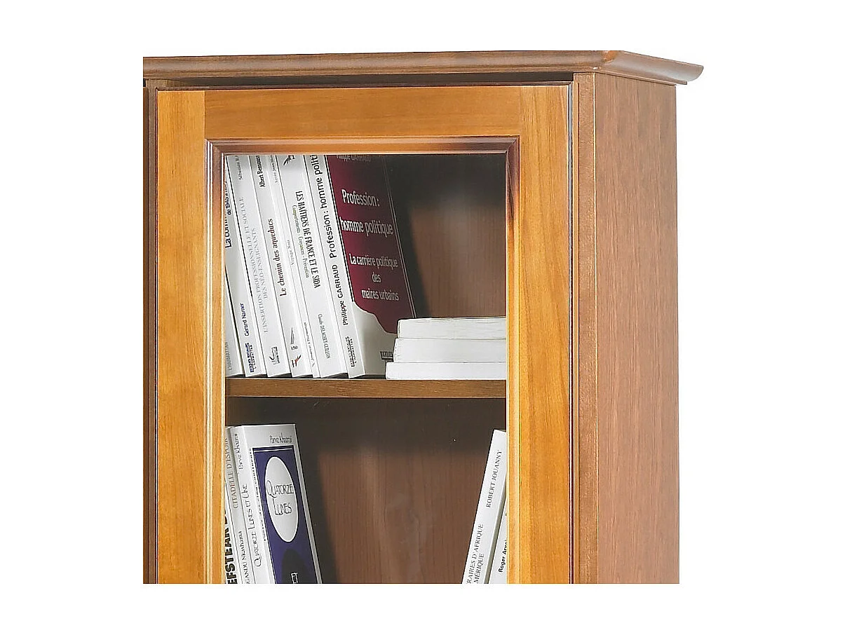 Bibliothèque 4 Portes Merisier 6 Niches 5 Tablettes L 82.4 H 182.2 P 33 cm