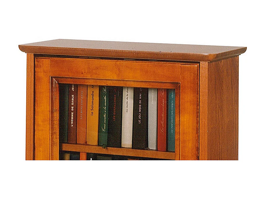 Vitrine 1 Porte Vitrée plaquée Merisier 6 Niches L 49.4 H 105.8 P 21.5 cm