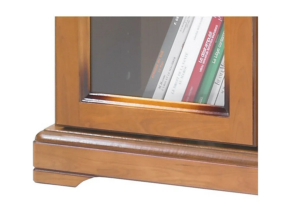 Bibliothèque 4 Portes Vitrées Merisier 18 Niches L 158.8 H 182.2 P 33 cm