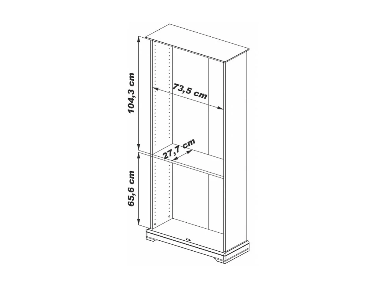 Vitrine 2 Portes Vitrées Merisier 5 Etagères 6 Niches L 82.4 H 182.2 P 33 cm