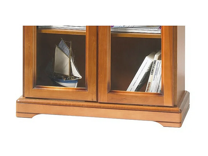 Vitrine 2 Portes Vitrées Merisier 5 Etagères 6 Niches L 82.4 H 182.2 P 33 cm