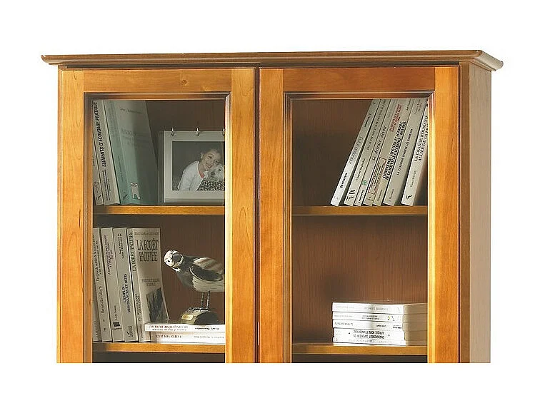 Vitrine 2 Portes Vitrées Merisier 5 Etagères 6 Niches L 82.4 H 182.2 P 33 cm