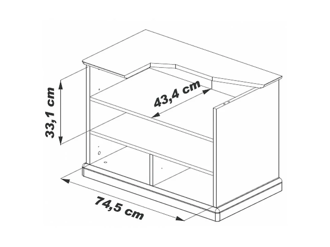 Meuble TV 32 Pouces Merisier 2 Tiroirs 2 Niches Roulettes L 82.4 H 58.7 P 46.5 cm