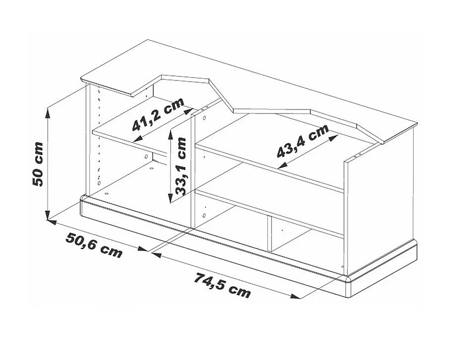 Meuble TV BAR Merisier 60 Pouces 4 Niches Roulettes L 134.9 H 58.7 P 46.5 cm