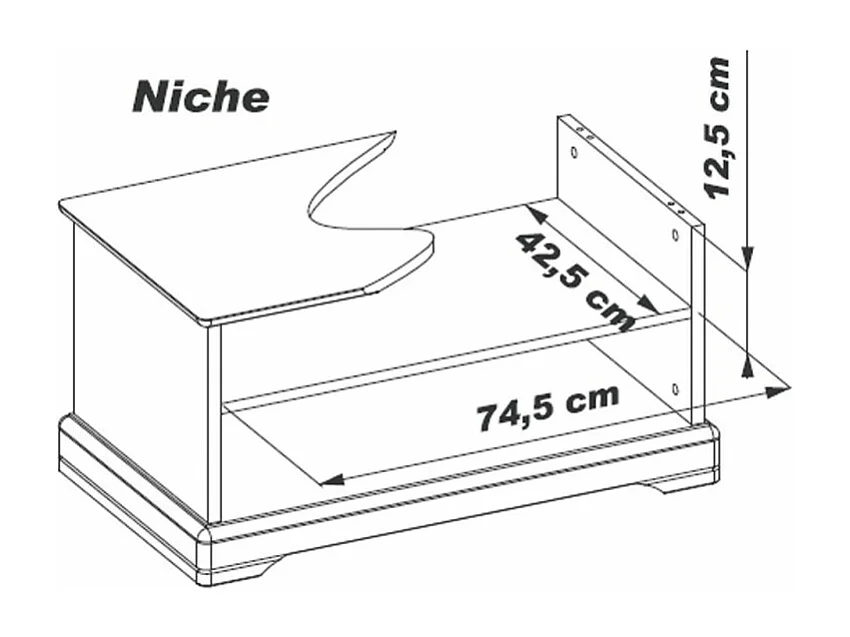 Table Basse Merisier 1 Tiroir 2 Faces Traversant 1 Niche L 82.4 H 41.6 P 46.5 cm