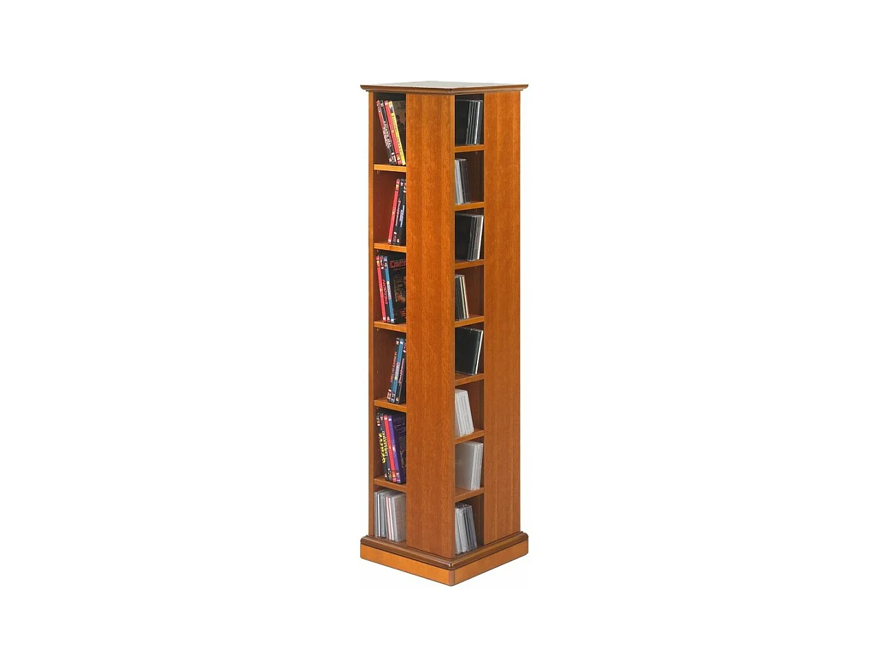 Tour CD DVD Pivotante Merisier 4 Faces 28 Etagères L 35 H 134.5 P 35 cm