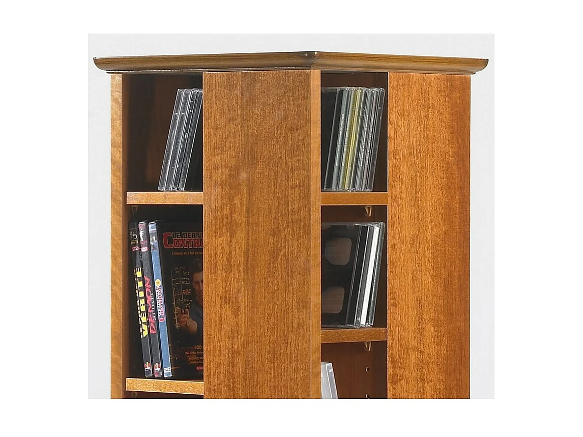 Tour CD DVD Pivotante Merisier 4 Faces 28 Etagères L 35 H 134.5 P 35 cm