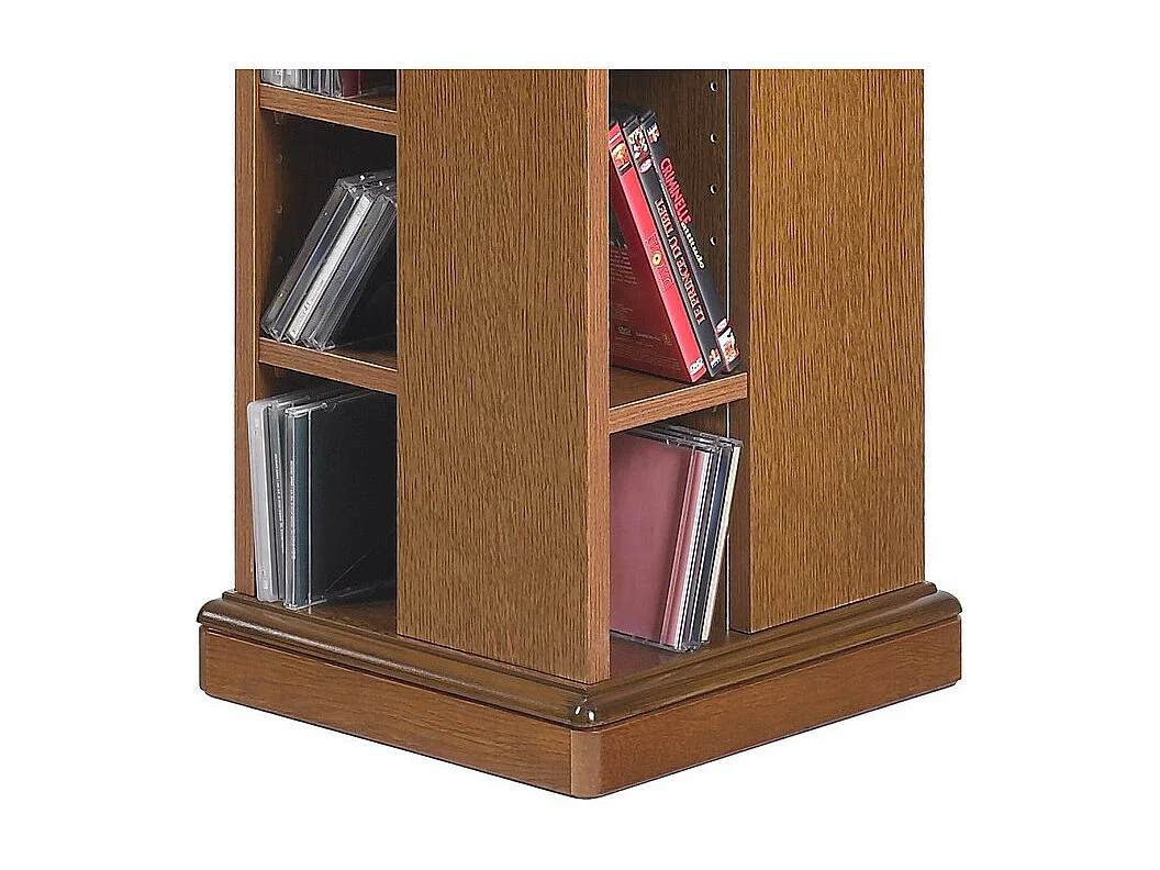 Tour CD DVD Pivotante Chêne 4 Faces 28 Etagères L 35 H 134.5 P 35 cm