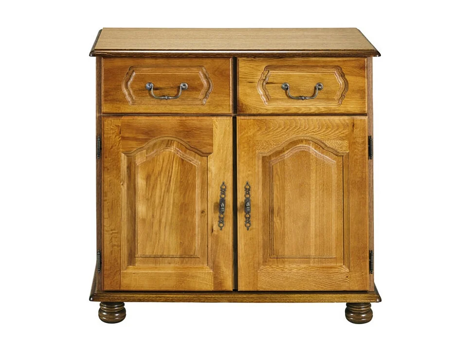 Bahut Chêne Rustique 2 Portes 2 Tiroirs 2 Niches L 82 H 77 P 41 cm