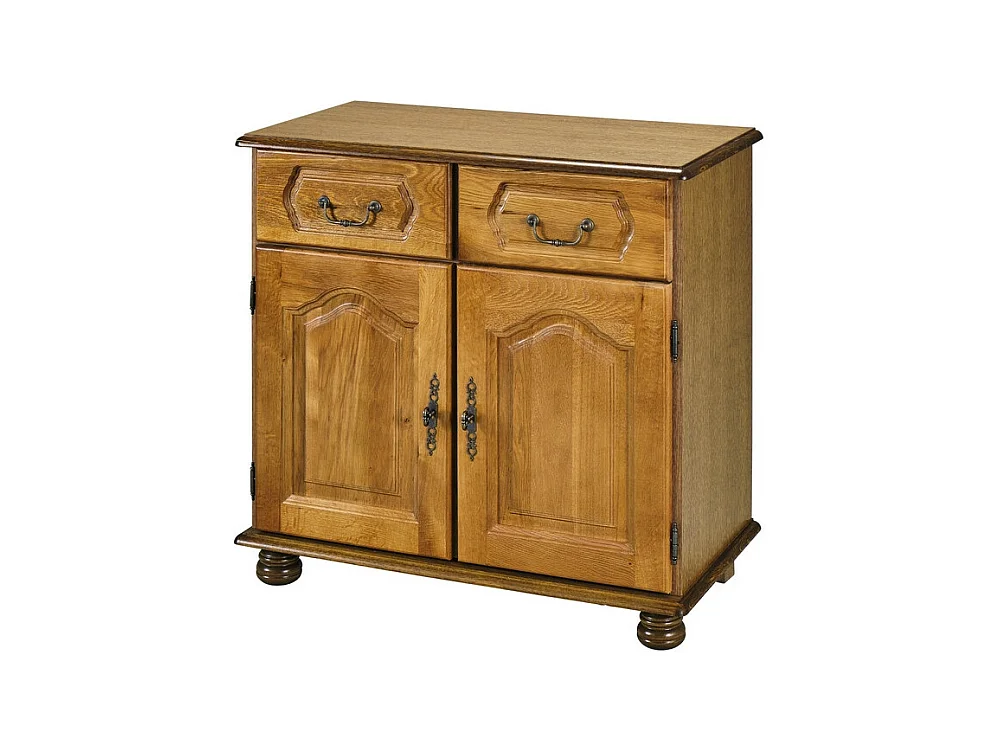 Bahut Chêne Rustique 2 Portes 2 Tiroirs 2 Niches L 82 H 77 P 41 cm
