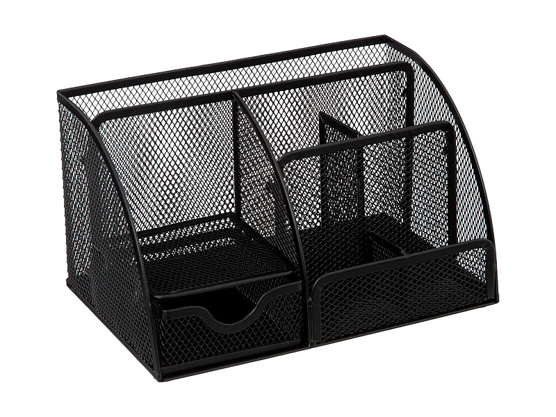 Organiseur de bureau en métal noir avec 6 compartiments