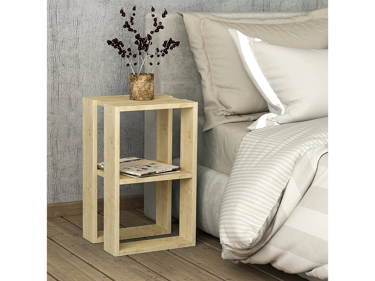 Table de chevet, table de nuit coloris chêne cambrian - L. 34 x P. 30 x H. 55 cm