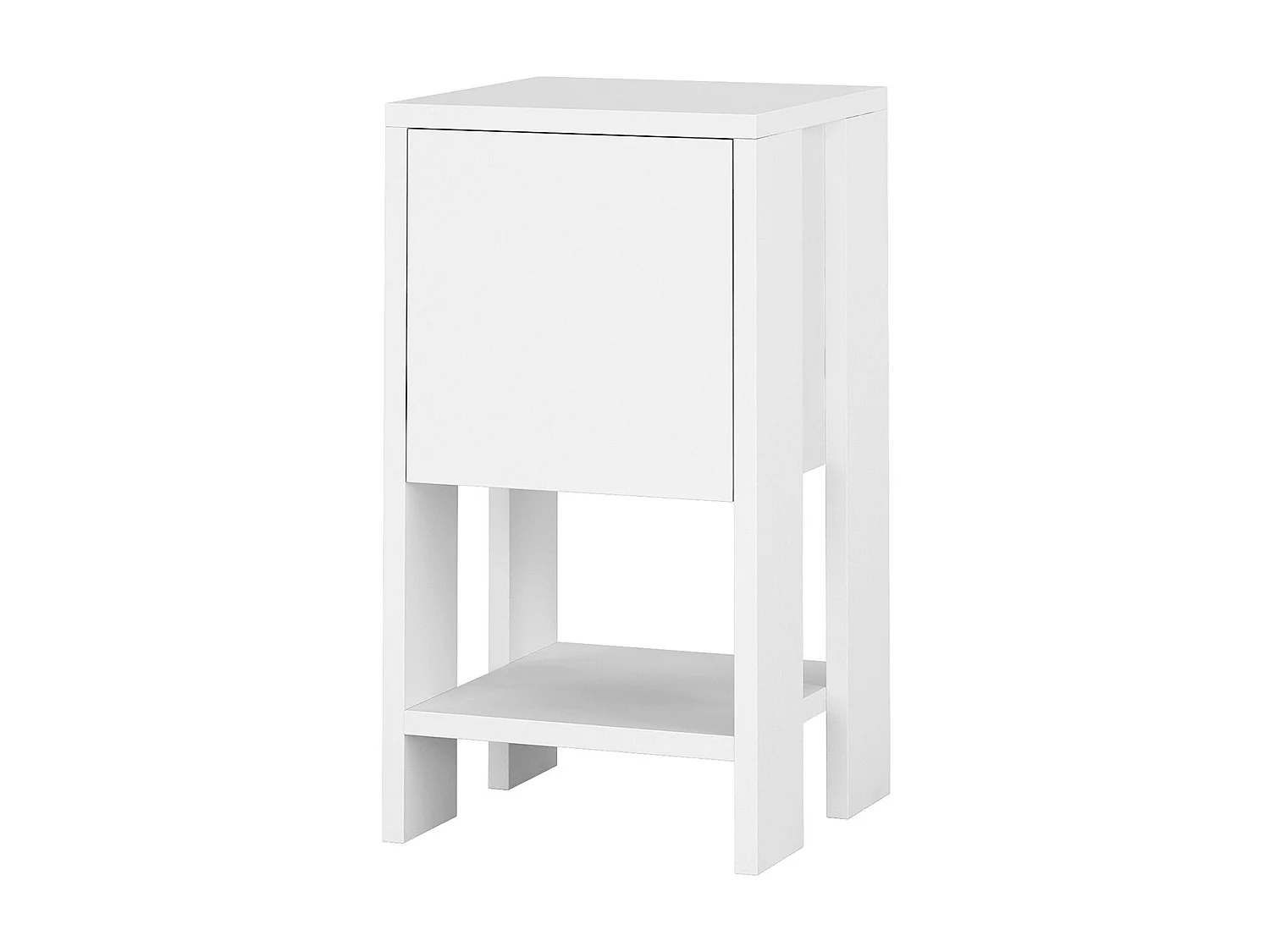 Table de chevet, table de nuit avec 1 porte abattante coloris Blanc