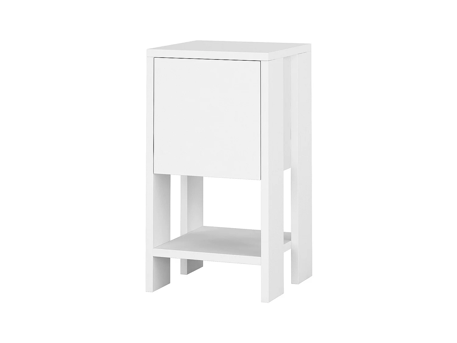 Table de chevet, table de nuit avec 1 porte abattante coloris Blanc