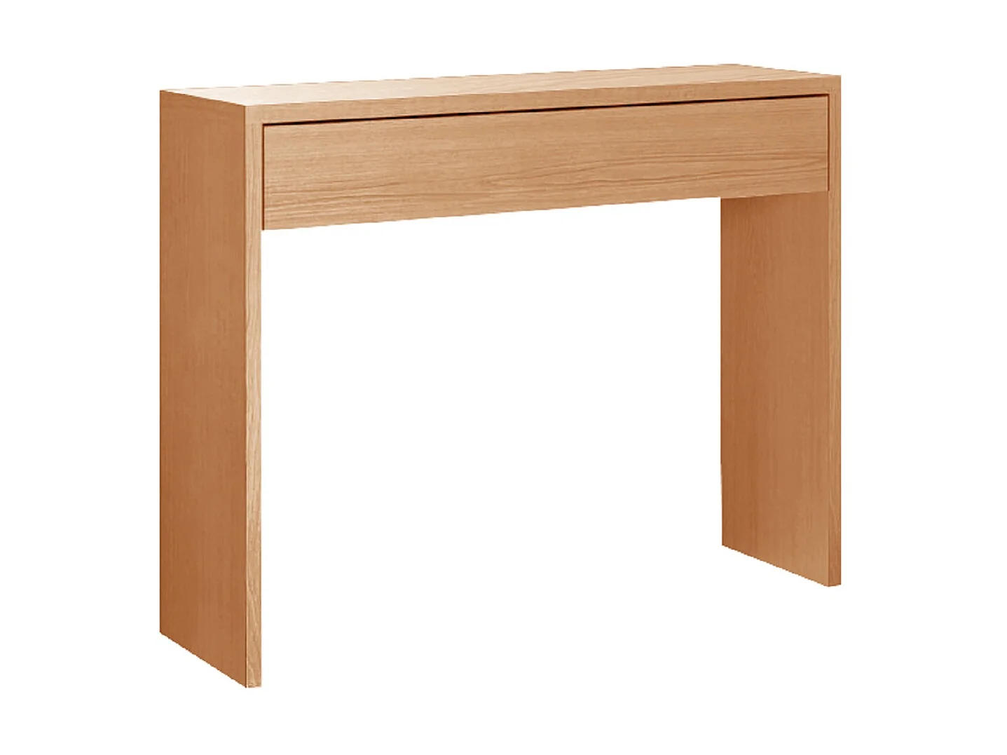 Table console, meuble console avec 1 tiroir coloris cerisier - L. 100 x P. 30 x H. 76 cm