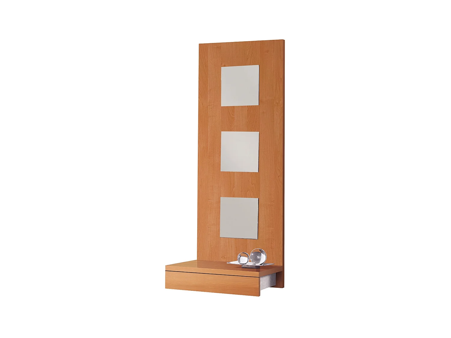 Table console, meuble console avec 1 tiroir coloris cerisier - L. 45 x P. 28 x H. 120 cm
