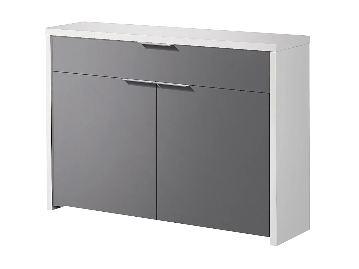 Table console, meuble console avec 2 portes et 1 tiroir coloris blanc, gris