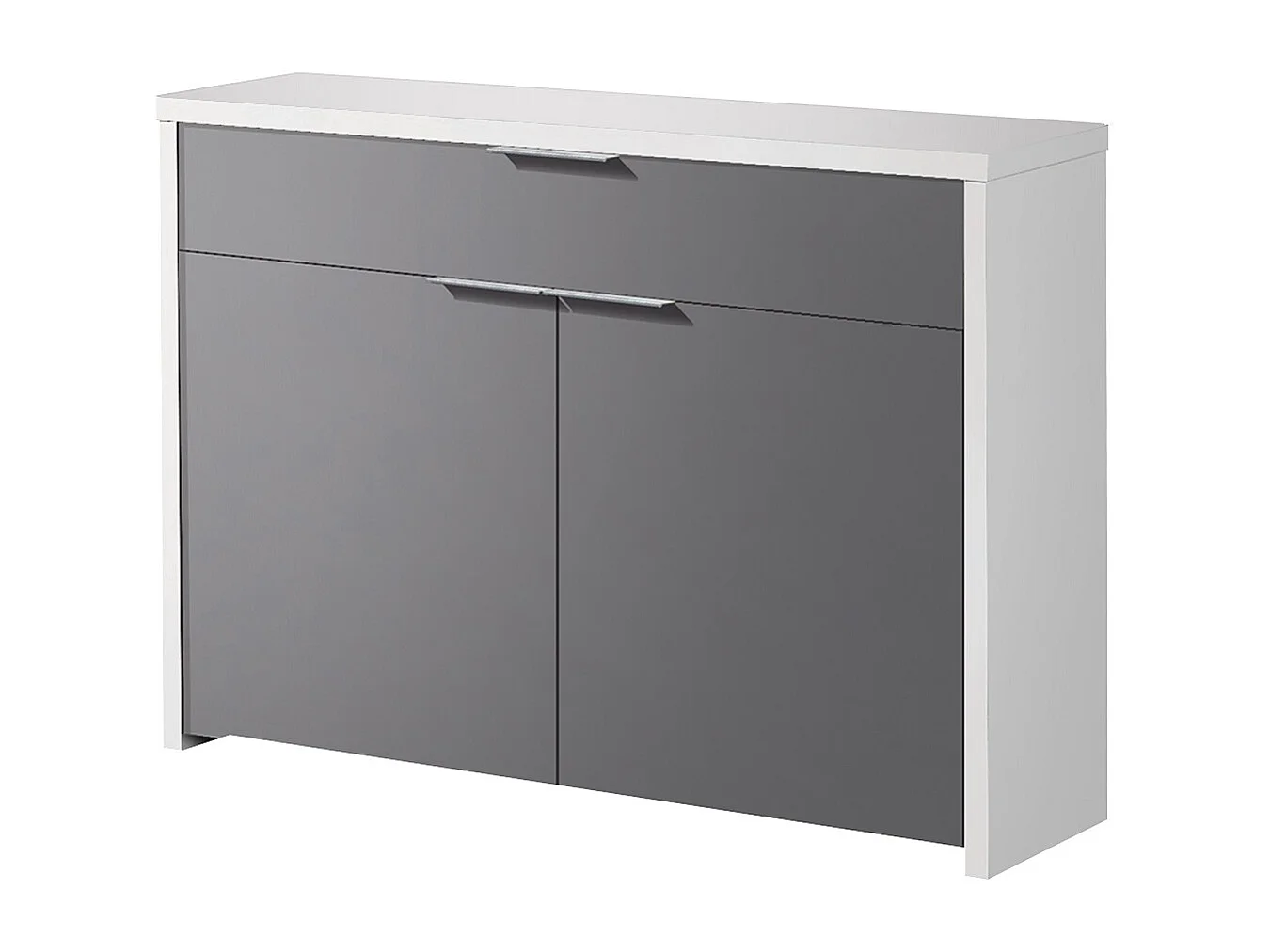 Table console, meuble console avec 2 portes et 1 tiroir coloris blanc, gris