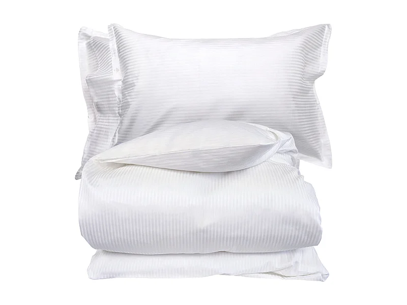 Parure de lit 200x200 cm 50x70 cm satin GRAND HÔTEL 3 pièces blanc