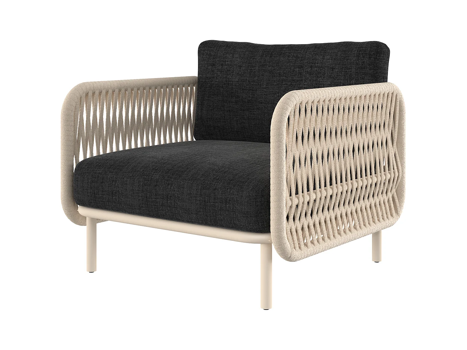 Fauteuil de jardin Rio en tissu noir chiné