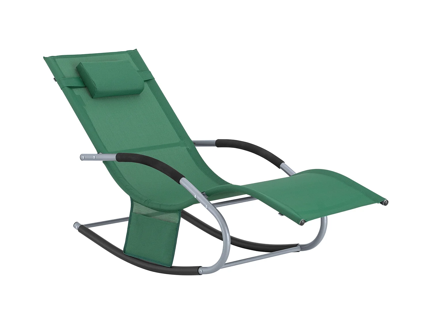 SoBuy Bain de Soleil Chaise Longue Fauteuil à Bascule avec Appui-tête et Pochette latérale et Repose-Pieds Transat de Jardin Rocking Chair Confortable, OGS28-WD